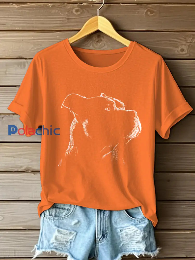 American Bully Print T-shirt décontracté Femme Orange / S