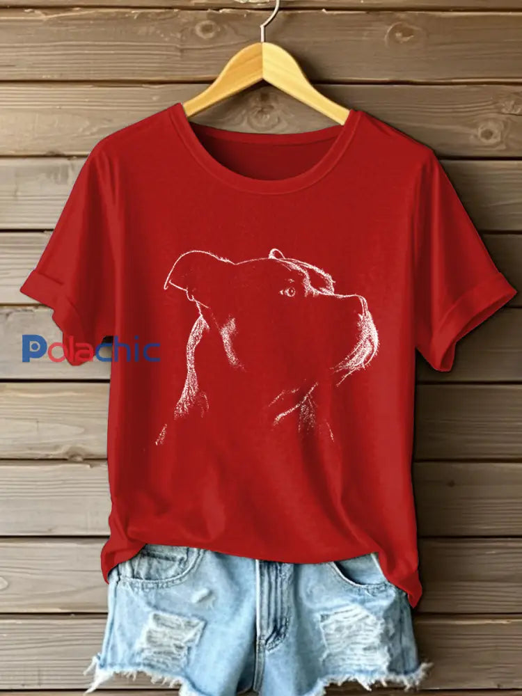 American Bully Print T-shirt décontracté Femme Rouge / S