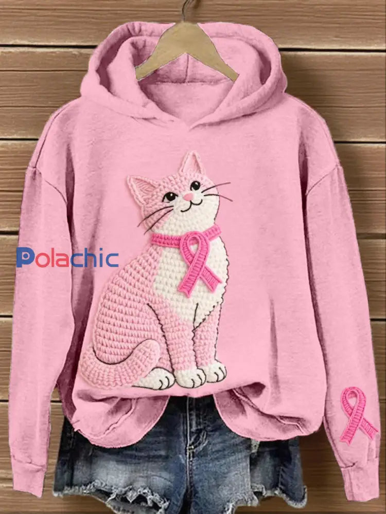 Beau chat Crochet modèle Hoodie des femmes Rose / S