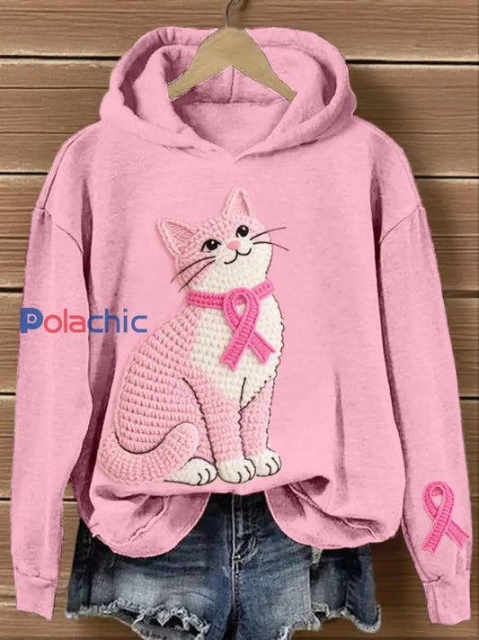 Beau chat Crochet modèle Hoodie des femmes Rose / S