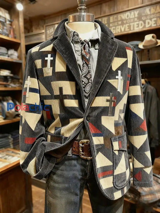 Blazer décontracté rétro de style occidental pour hommes comme image / S