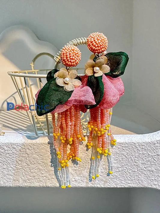 Boucles d’oreilles femme rose fleurs cancer du sein Rose / ONE