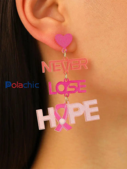 Boucles d’Oreilles Femme Ruban Rose Sensibilisation au Cancer du Sein Rose / ONE