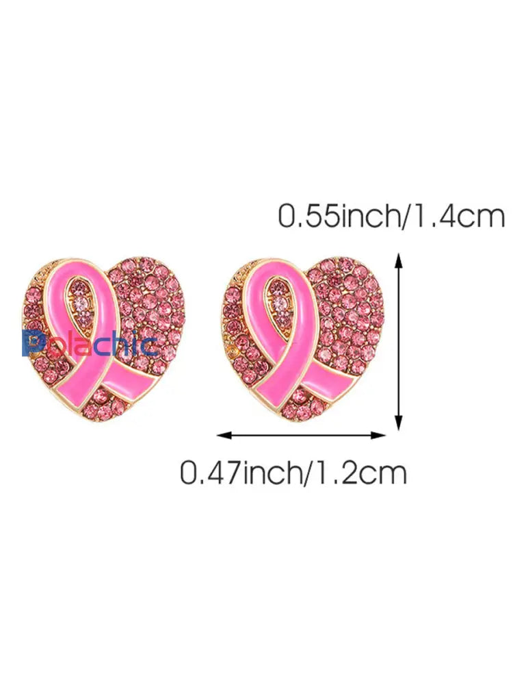 Boucles d’Oreilles Femme Ruban Rose Sensibilisation au Cancer du Sein Rose / ONE