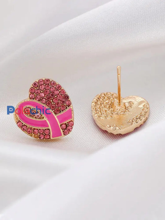 Boucles d’Oreilles Femme Ruban Rose Sensibilisation au Cancer du Sein Rose / ONE