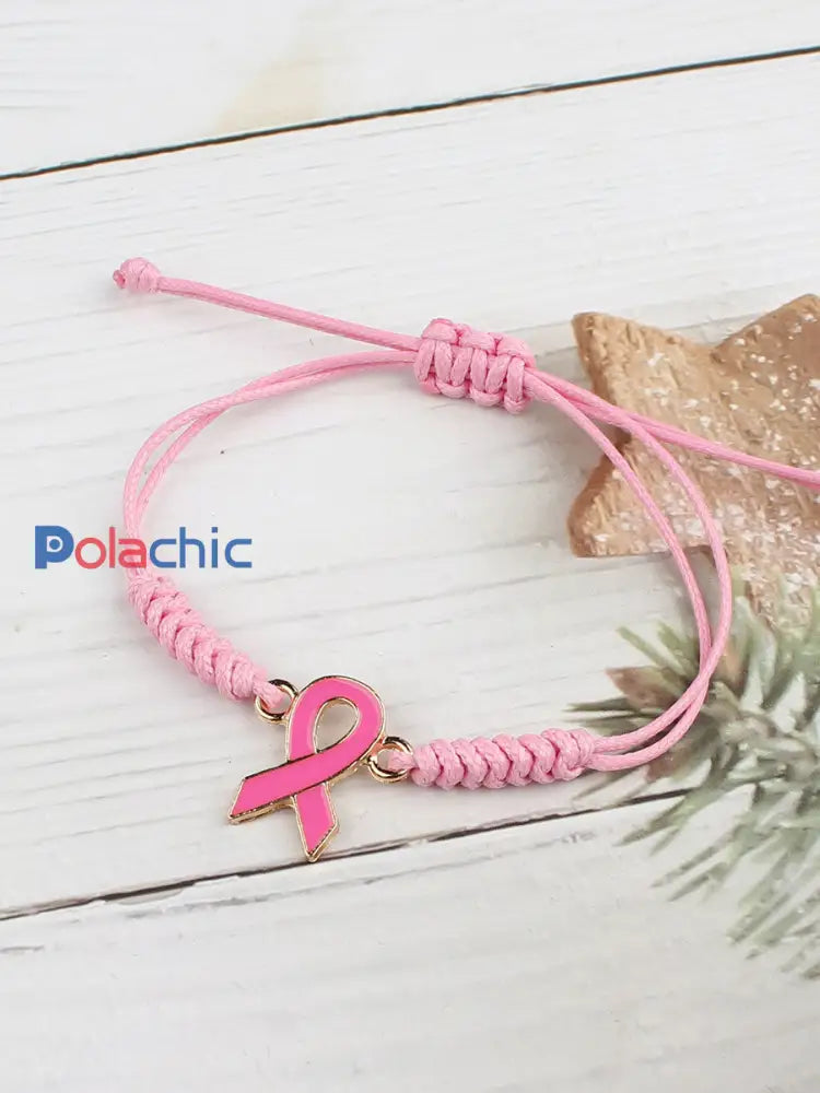 Bracelet Femme Rose Cancer Du Sein Ajustable Rose / ONE