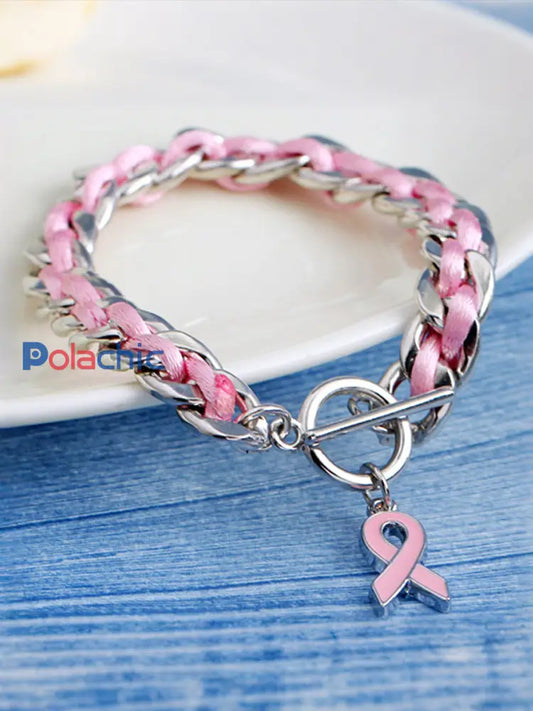 Bracelet Femme Ruban Rose Cancer Du Sein Rose / ONE