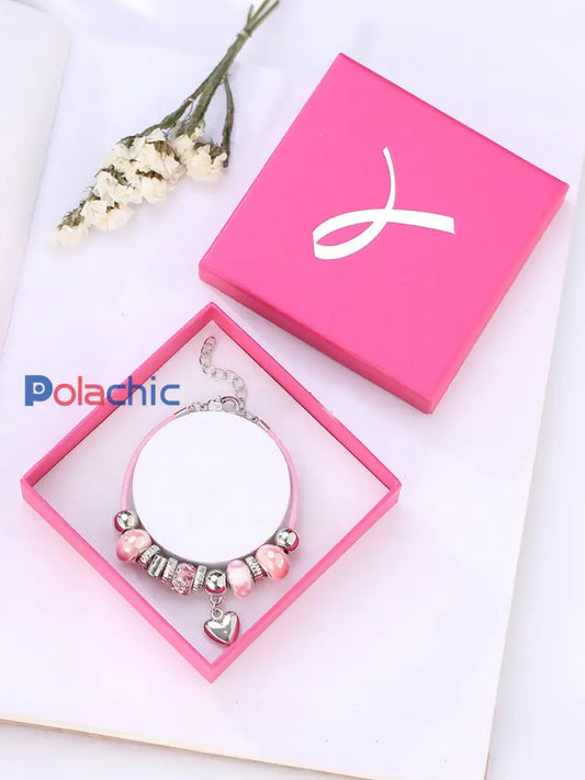 Bracelet perlé rose de conscience de cancer du sein des femmes Rose / 18CM