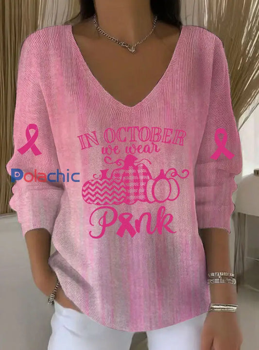 Cancer du sein féminin en octobre nous portons haut décontracté imprimé rose Rose / S