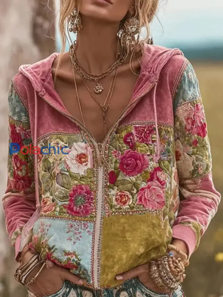 Cardigan Décontracté Femme Rose Imprimé Floral comme image / S