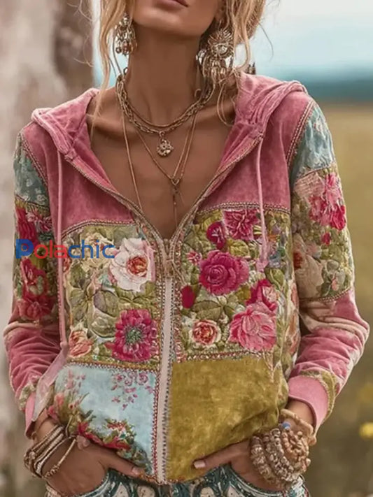 Cardigan Décontracté Femme Rose Imprimé Floral comme image / S