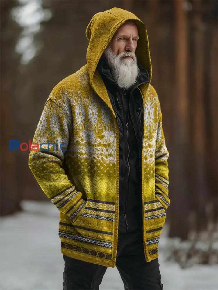 Cardigan ethnique pour homme Jaune / S