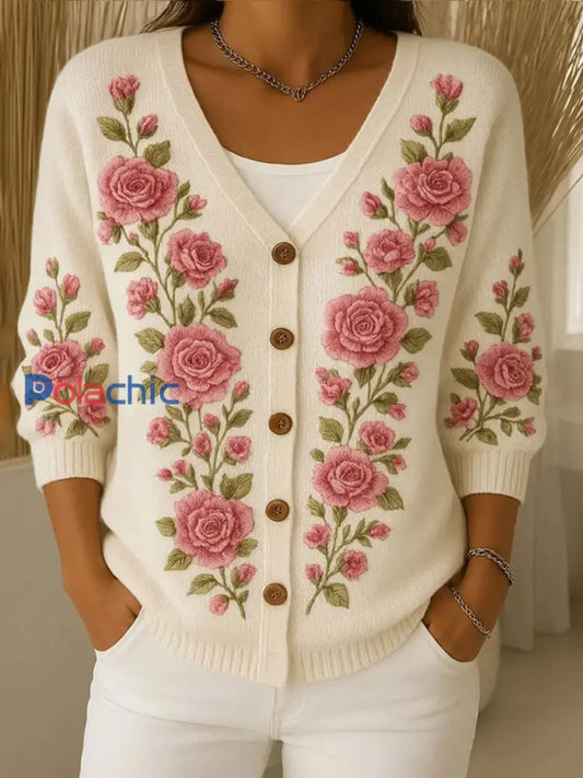 Cardigan Femme Rose Cancer Du Sein Fleuri comme image / S