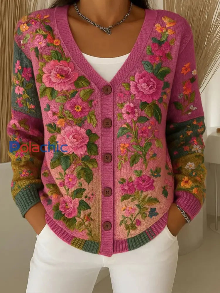 Cardigan Femme Rose Cancer Du Sein Fleuri comme image / S