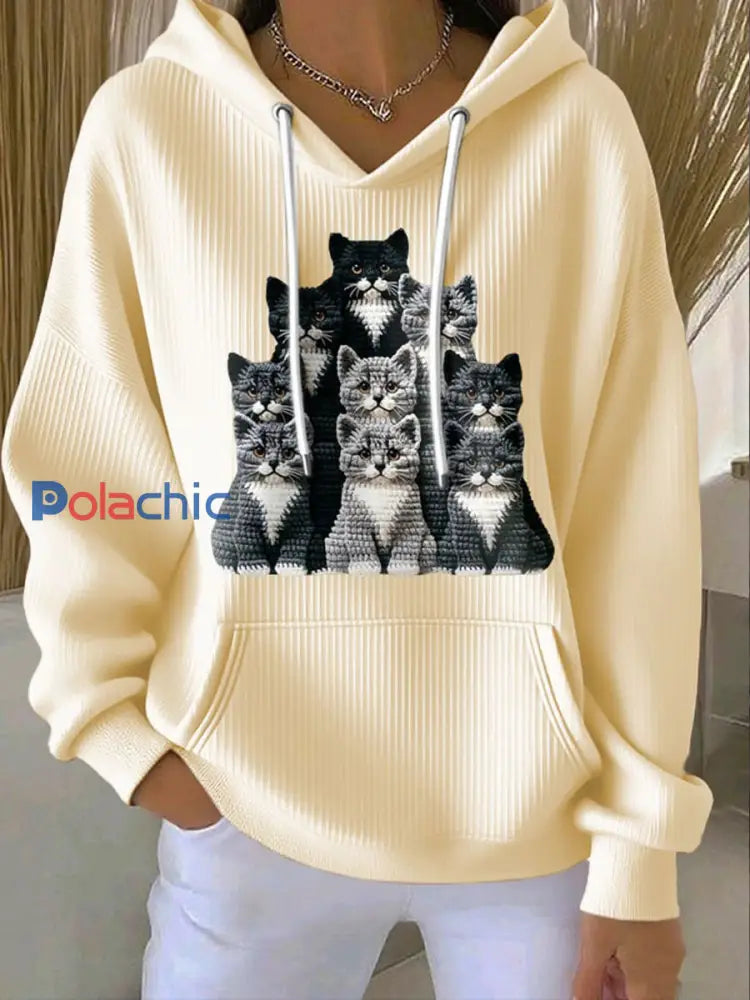 Chandail à capuchon Cut Cat Femme Abricot / S