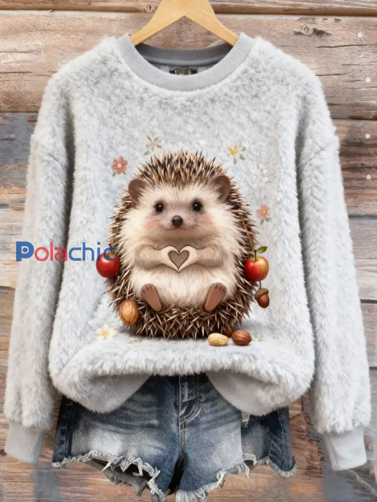 Chandail à capuchon Hedgehog Flannel Femme Gris clair / S