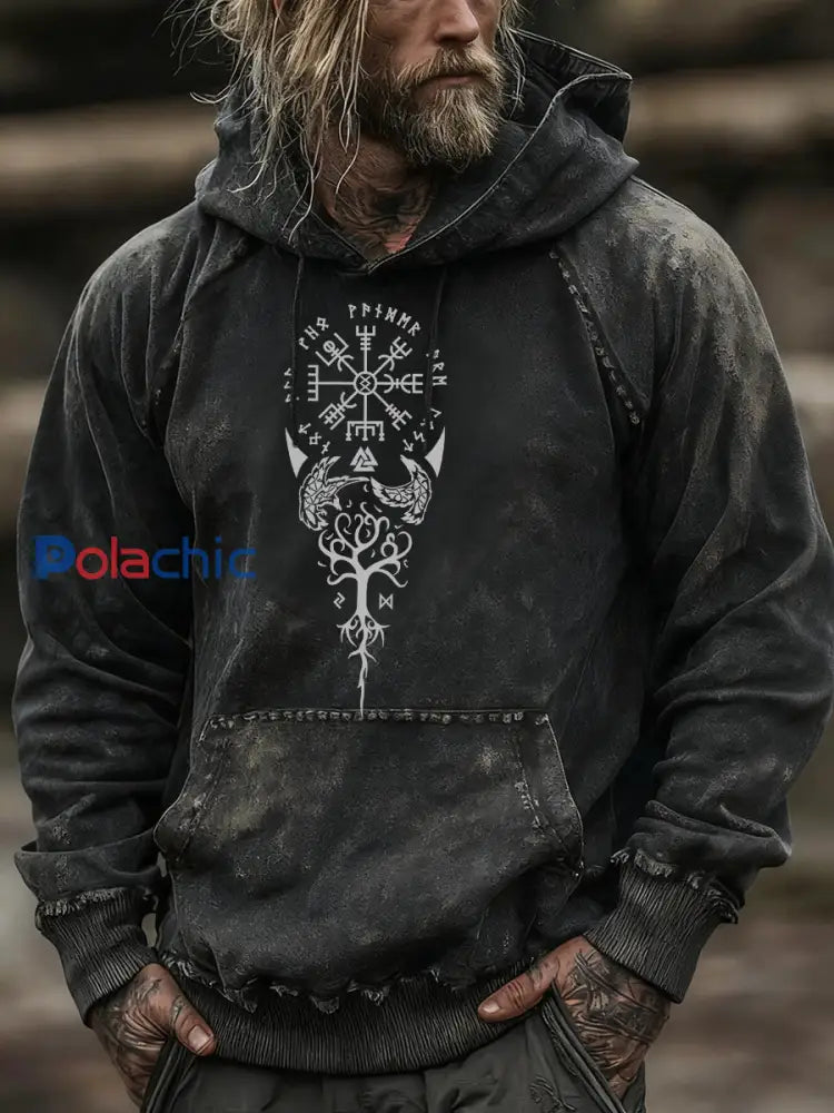 Chandail à capuchon Viking Homme Noir / S