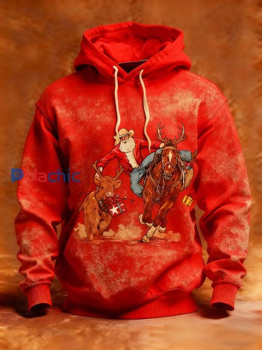 Chandail à capuchon Western Christmas Homme Rouge / S