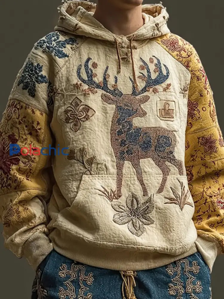 Chandail à capuchon Western Elk Homme comme image / S