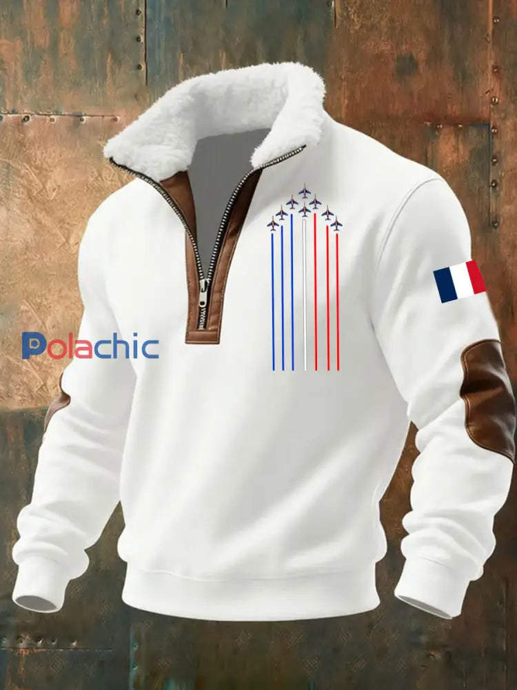 Chandail à capuchon zippé Avion De Combat Baggy Homme Blanc / S