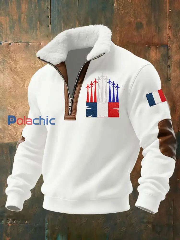 Chandail à capuchon zippé Avion De Combat Baggy Homme Blanc / S