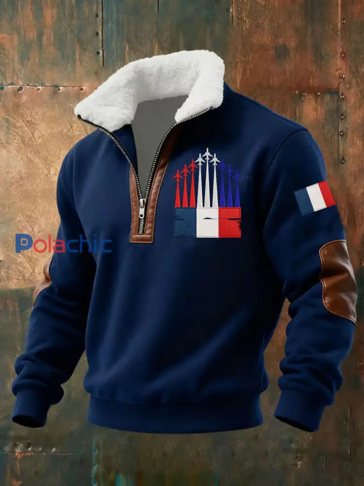 Chandail à capuchon zippé Avion De Combat Baggy Homme Bleu Marine / S
