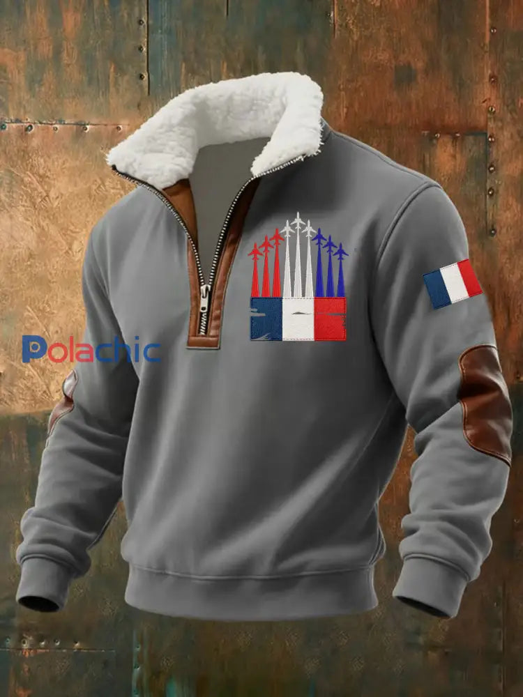 Chandail à capuchon zippé Avion De Combat Baggy Homme Gris / S