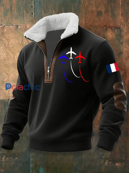Chandail à capuchon zippé Avion De Combat Baggy Homme Noir / S