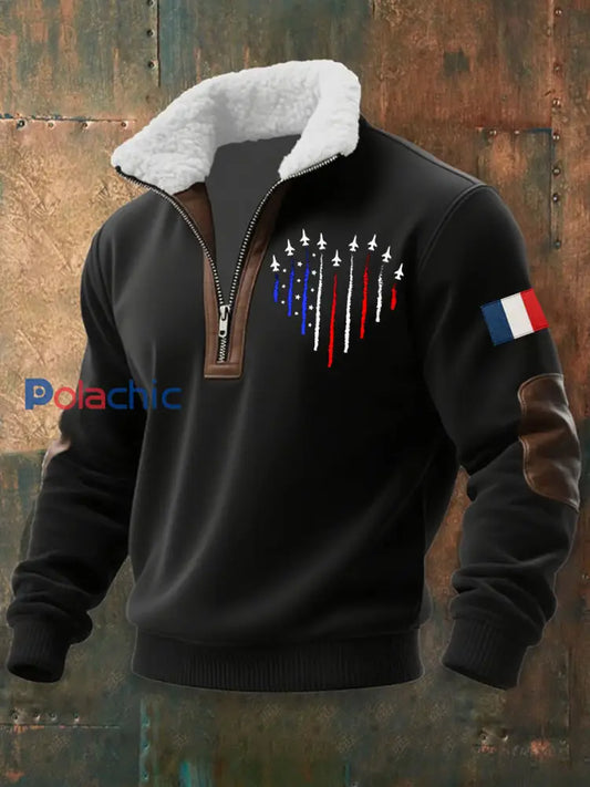 Chandail à capuchon zippé Avion De Combat Baggy Homme Noir / S