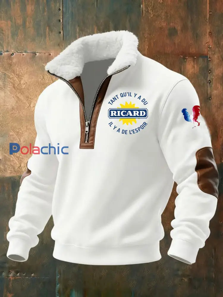 Chandail à capuchon zippé Ricadrd Baggy Homme Blanc / S