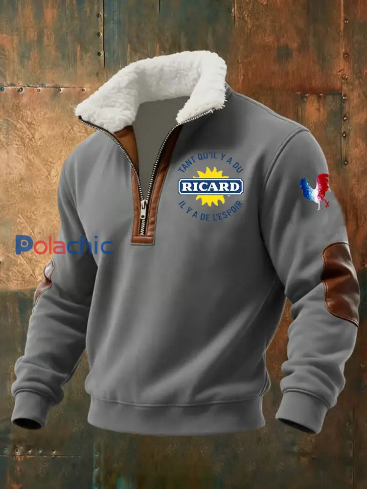 Chandail à capuchon zippé Ricadrd Baggy Homme Gris / S
