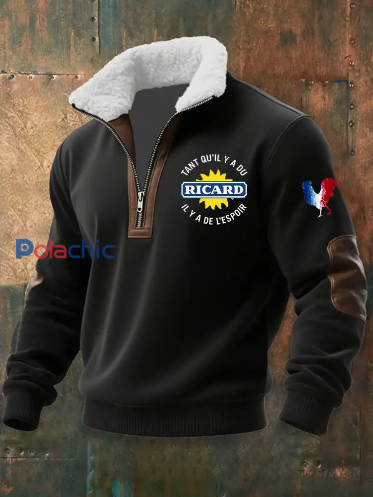 Chandail à capuchon zippé Ricadrd Baggy Homme Noir / S