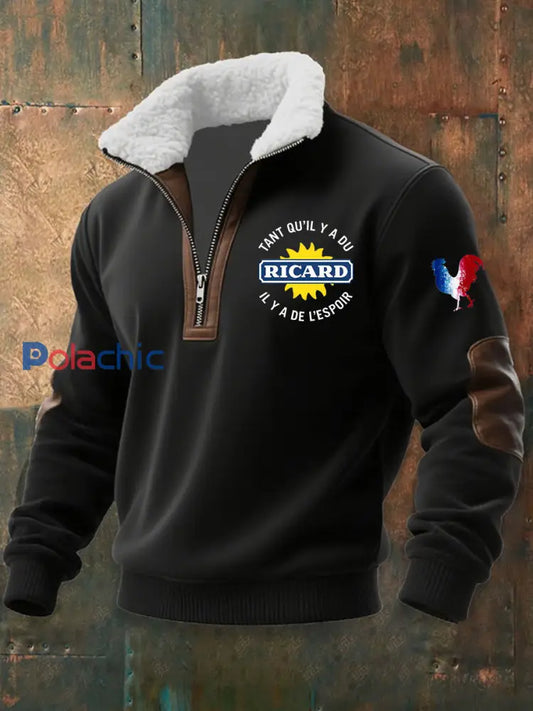 Chandail à capuchon zippé Ricadrd Baggy Homme Noir / S