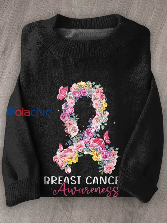 Chandail en tricot à manches longues pour femmes Breast Cancer Awareness comme image / S