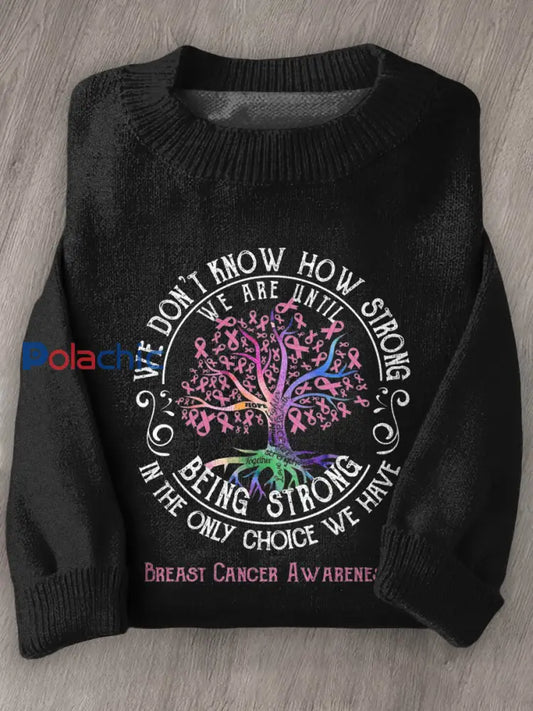 Chandail en tricot à manches longues pour femmes Breast Cancer Awareness comme image / S