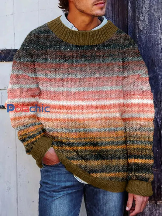 Chandail en tricot confortable à contraste vintage pour hommes comme image / S