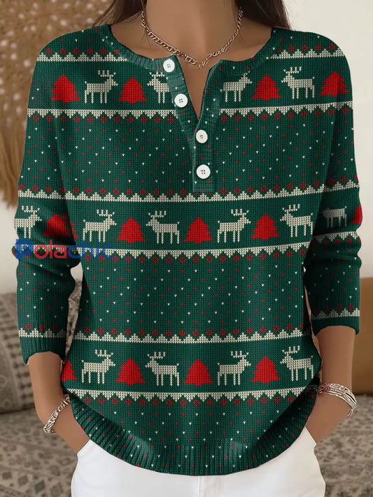 Chandail en tricot Merry Christmas Femme Vert / S