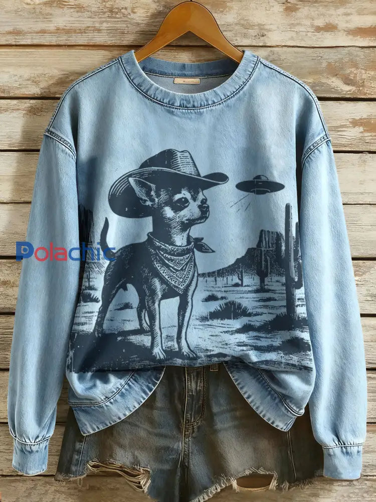 Chandails Western Chihuahua pour femmes Bleu / S