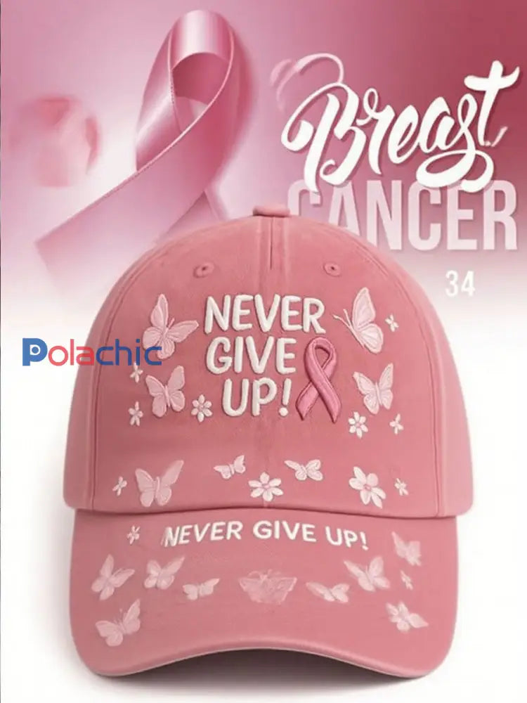 Chapeau imprimé unisexe Cancer du sein ne jamais abandonner Rose / ONE