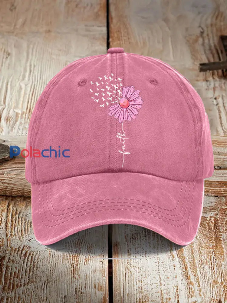 Chapeau unisexe de soutien de sensibilisation au cancer du sein de tournesol de ruban rose Rose / JM