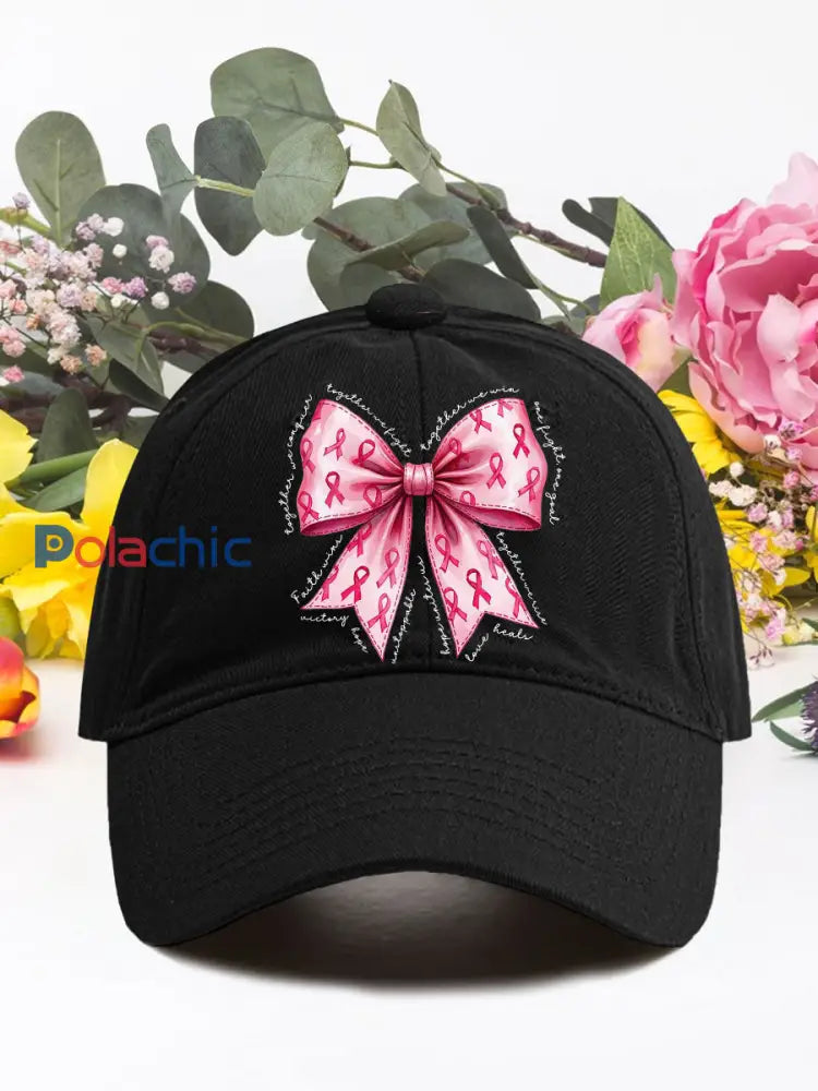 Chapeaux unisexes de cancer du sein d’arc rose Noir / ONE