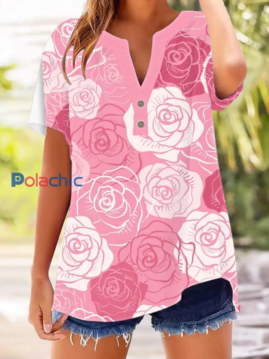 Chemise à fleurs Breast Cancer Awareness Femme Rose / S