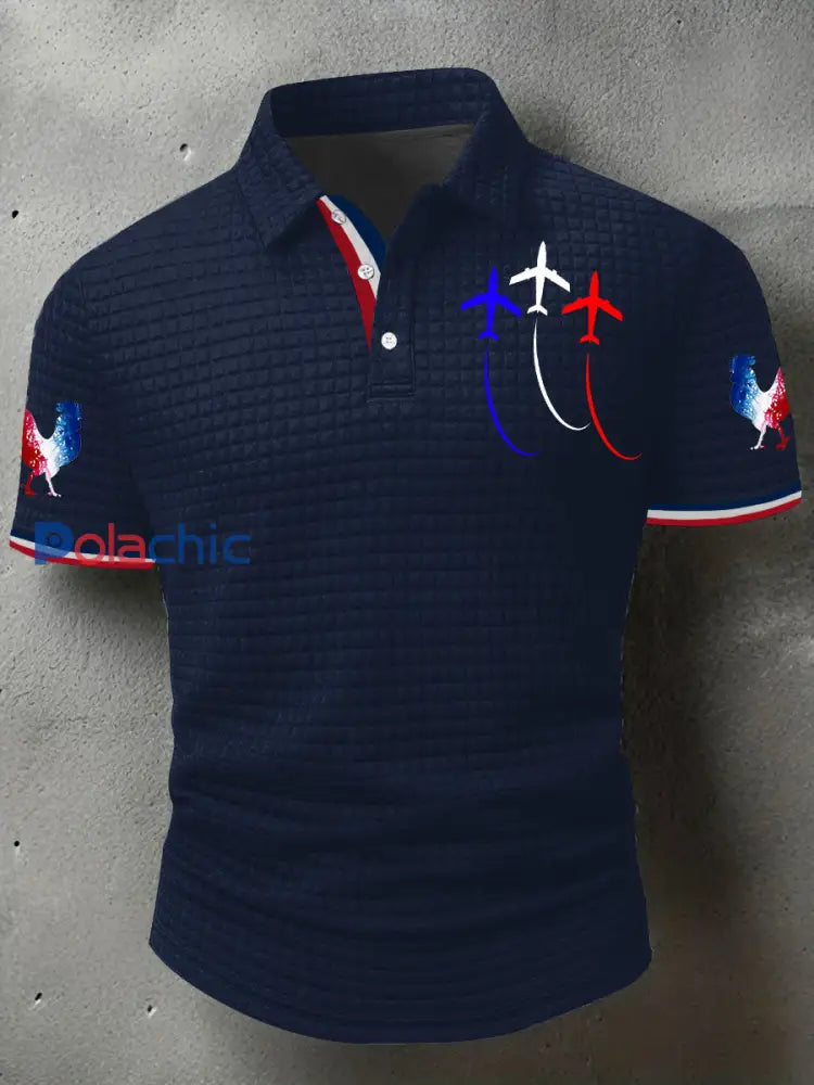 Chemise à manches courtes Bleu Blanc Rouge Homme Bleu Marine / S