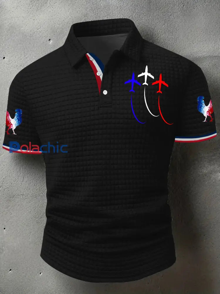 Chemise à manches courtes Bleu Blanc Rouge Homme Noir / S