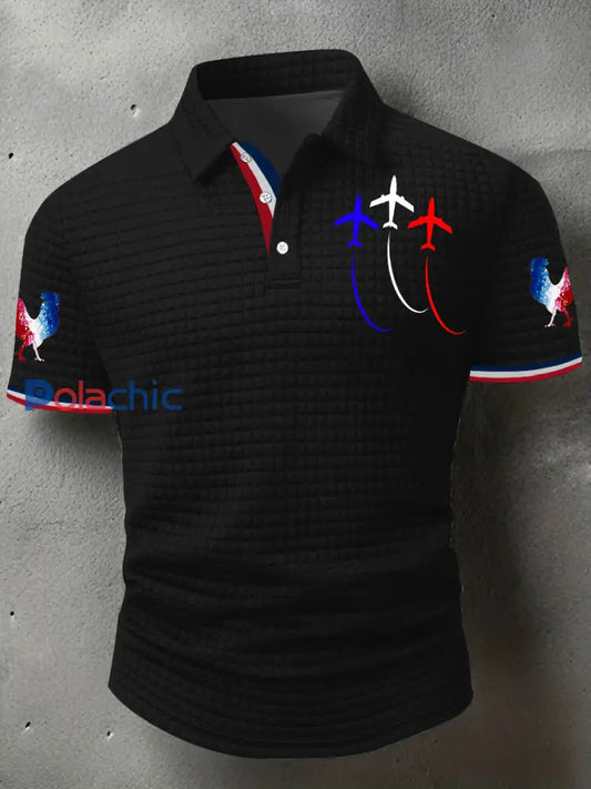 Chemise à manches courtes Bleu Blanc Rouge Homme Noir / S