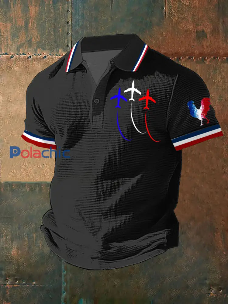 Chemise à manches courtes Bleu Blanc Rouge Homme Noir / S
