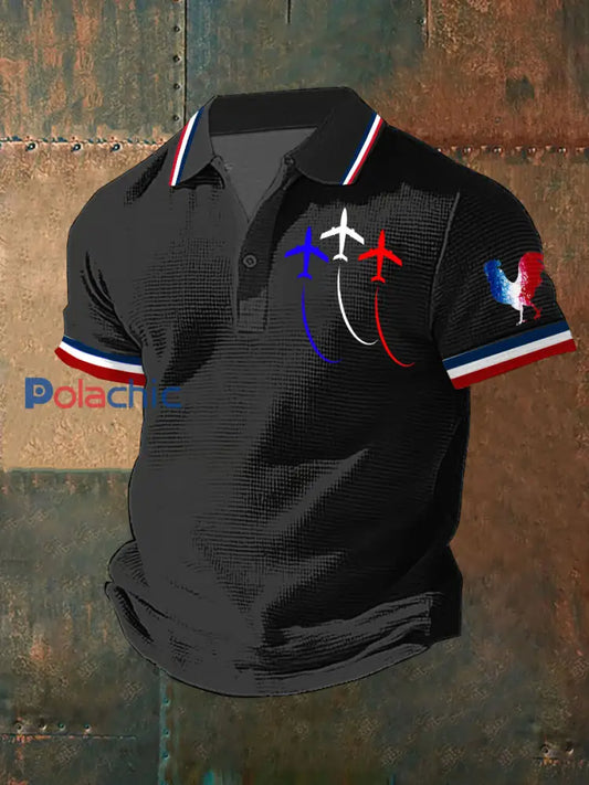 Chemise à manches courtes Bleu Blanc Rouge Homme Noir / S