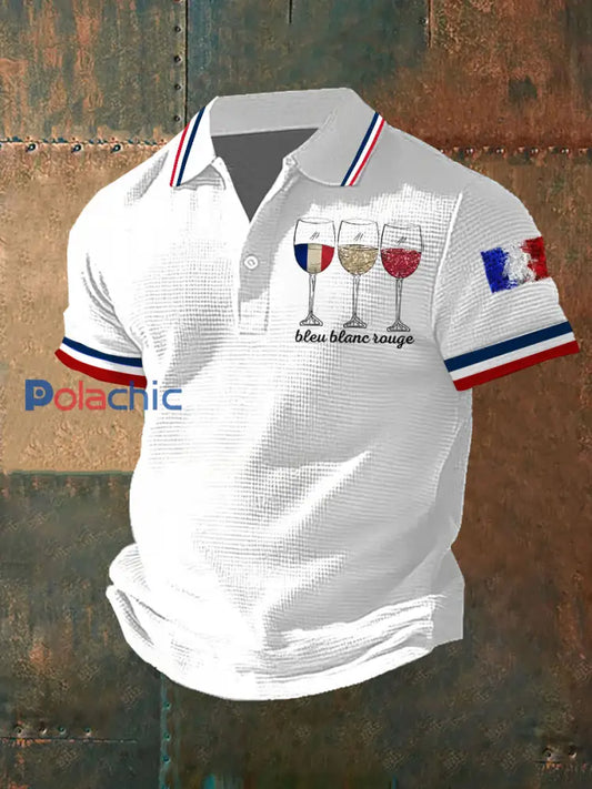 Chemise à manches courtes Bleu Blanc Rouge Homme Blanc / S