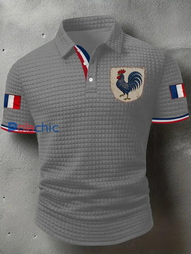 Chemise à manches courtes Drapeau Français Le Coq Gaulois Homme Gris / S