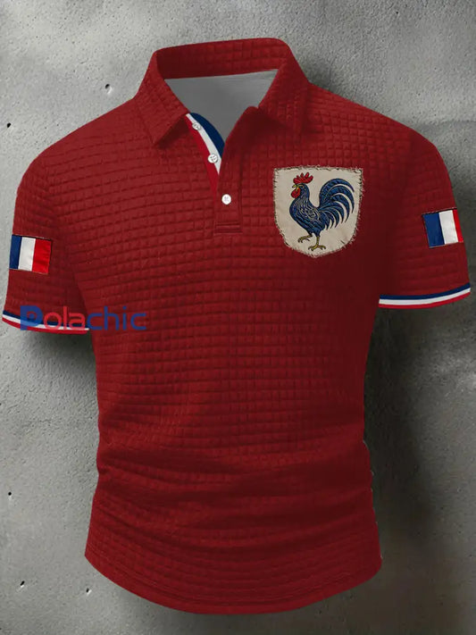 Chemise à manches courtes Drapeau Français Le Coq Gaulois Homme Rouge / S